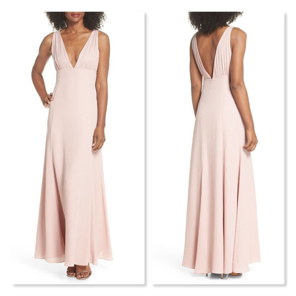 WAYF The Kiara Empire Plunge Neck Gown sz Small